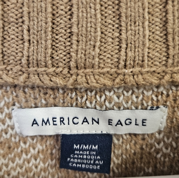 American Eagle Brown and Cream Ghost Patterned Women's Crew Neck Sweater Medium - Picture 2 of 3